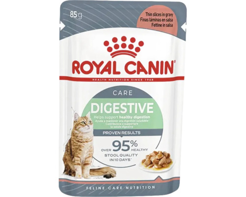Royal Canin hrană umedă Digestive Care pentru pisici, 85 grame, fâșii subțiri în sos pentru digestie sănătoasă.