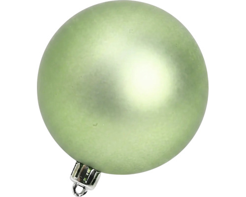 Glob de Crăciun verde deschis cu aspect mat și suport argintiu.