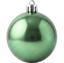 Glob de Crăciun verde lucios cu agățătoare argintie