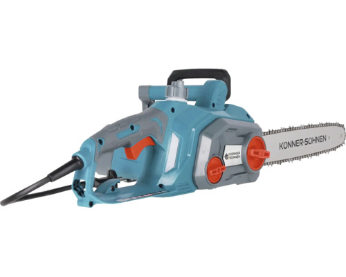 Fierăstrău electric cu lanț Könner und Söhnen cu șină de ghidaj și mâner ergonomic.