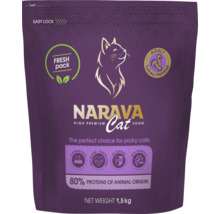 Sac mov de hrană pentru pisici Narava High Premium pentru pisici adulte, curcan și hairball, 1,5 kilograme, 80 la sută proteine animale, Narava Logo.