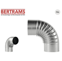 Cot pentru burlan Bertrams 90 grade din tablă de oțel aluminizată. Bertrams Logo.