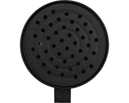 Capac metalic rotund perforat negru pentru starter cărbuni grătar.