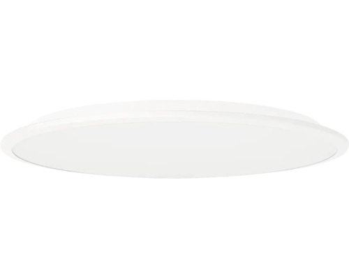 Plafonieră LED rotundă și plată din plastic alb.
