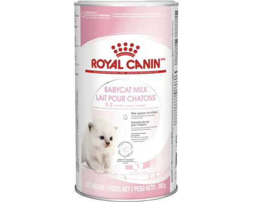 Lapte praf Royal Canin Babycat Milk pentru pisoi cu vârsta între 0 și 2 luni, cutie de 300 grame.