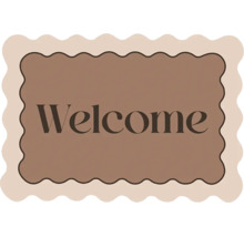 Preș de ușă cu margine ondulată și inscripția Welcome.