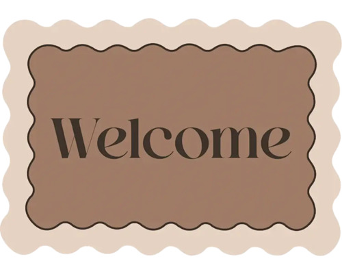 Preș de ușă cu margine ondulată și inscripția Welcome.
