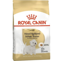 Royal Canin Logo, hrană uscată pentru câini adulți West Highland White Terrier de peste 10 luni pentru sănătatea pielii și a blănii.