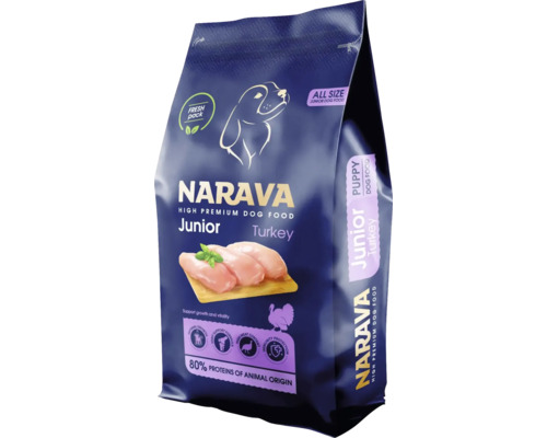 Hrană pentru câini Narava High Premium Junior curcan, 80 la sută proteine de origine animală, toate taliile.