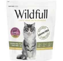 Hrană pentru pisici adulte Wildfull cu somon, 1,5 kilograme. Hrană ultra premium fără cereale și fără gluten pentru îngrijirea pielii și a blănii.