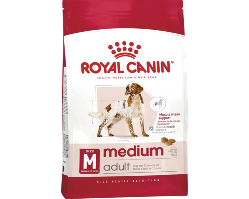 Royal Canin Medium Adult hrană uscată pentru câini peste 12 luni între 11 și 25 kilograme pentru susținerea masei musculare și a sănătății.