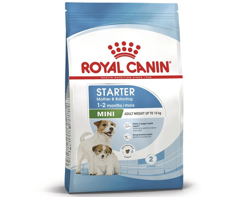 Hrană Royal Canin Starter Mother and Babydog Mini pentru cățele de talie mică și căței până în 10 kilograme.