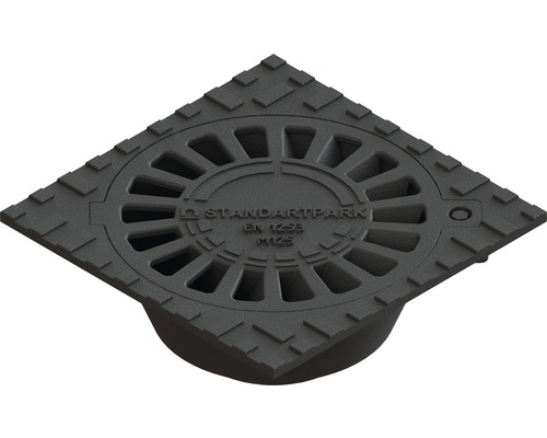 Sifon terasă fontă VODALAND grătar fontă 250x250 mm ieșire verticală Ø 110 mm Rigolă de stradă pătrată din fontă