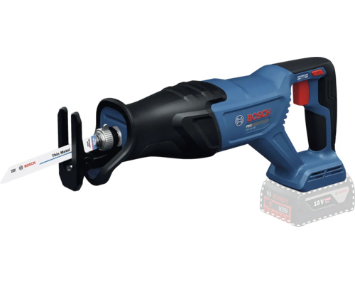 Ferăstrău sabie cu acumulator Bosch Professional 18 Volți cu motor fără perii și pânză de ferăstrău pentru metal subțire.