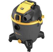 Aspirator umed și uscat Stanley SX35P TD cu priză integrată, roți și mâner de transport.