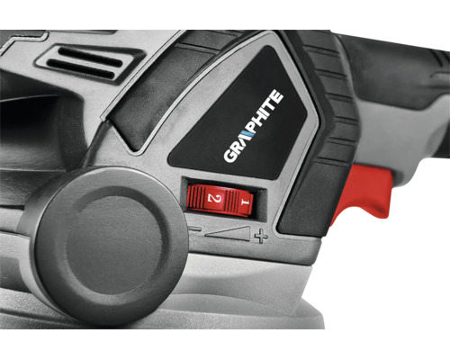 Vedere detaliată a unei scule electrice Graphite cu regulator de viteză și Graphite Logo.