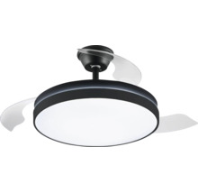 Ventilator de tavan modern cu iluminat LED și palete retractabile.