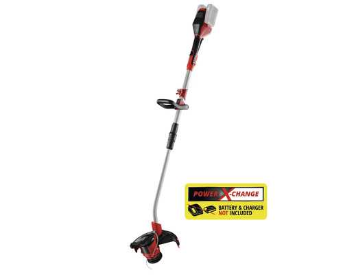 Trimmer pentru gazon Einhell cu acumulator, tijă din aluminiu și mâner suplimentar reglabil. Sistem Power X-Change. Fără acumulator și încărcător.