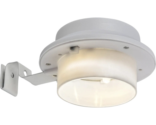 Lampă LED rotundă pentru jgheab, din plastic, cu clemă de fixare.