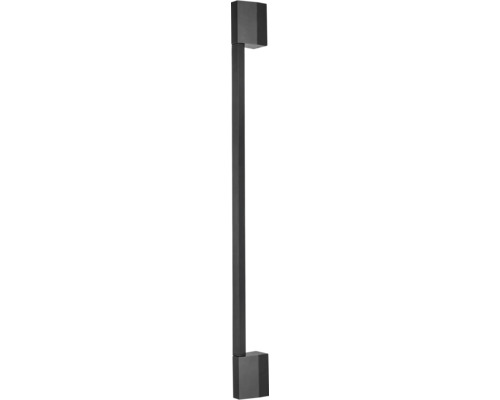 Aplică de perete neagră, subțire, dreptunghiulară, cu design minimalist și două suporturi de perete.