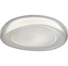 Plafonieră rotundă cu dispersor din plastic structurat.