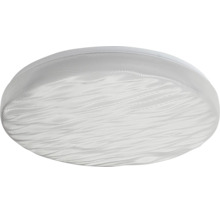 Plafonieră LED rotundă cu capac structurat cu design sub formă de valuri.