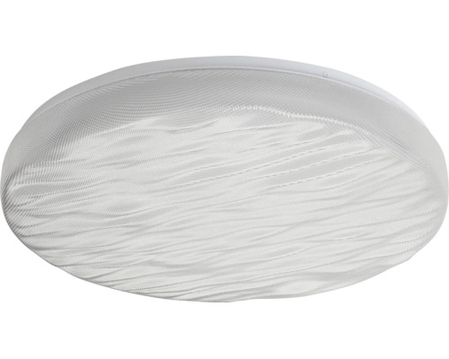 Plafonieră LED rotundă cu capac structurat cu design sub formă de valuri.