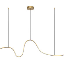 Pendul LED culoarea alamei, în formă de val, cu trei cabluri de suspensie.