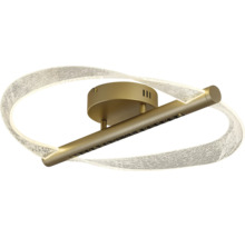 Plafonieră LED modernă din metal și acril cu efect de crăpătură, design curbat cu bară de spoturi integrată.