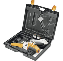 Set motofierăstrău cu acumulator Stihl GTA 26 în valiză de transport din plastic negru cu acumulatori și încărcător.