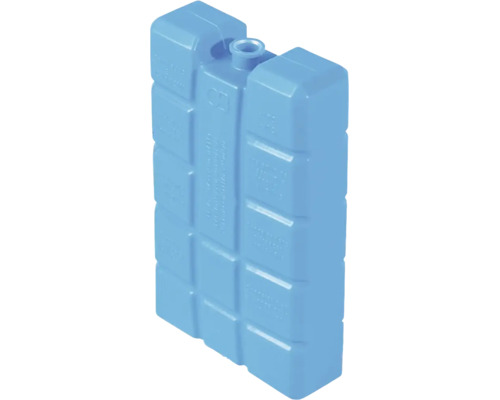 Pastilă de răcire albastru deschis din plastic pentru genți și lăzi frigorifice, dreptunghiulară cu suprafață profilată.