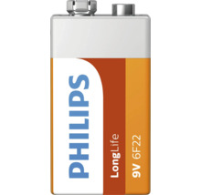 Baterie bloc Philips LongLife de 9 Volti 6F22 pentru dispozitive electronice