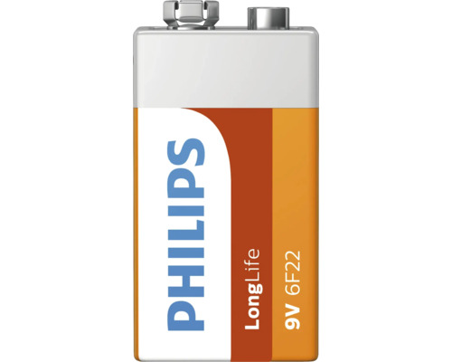 Baterie bloc Philips LongLife de 9 Volti 6F22 pentru dispozitive electronice