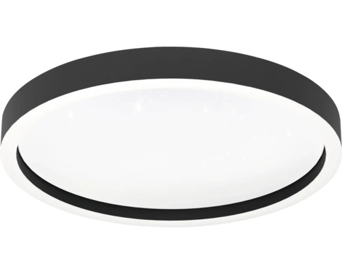 Plafonieră LED rotundă și plată, alb-negru.