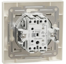 Mecanism întrerupător încastrat cu ramă metalică și borne fără șurub pentru instalații electrice, 10 Amperi 250 Volți curent alternativ.