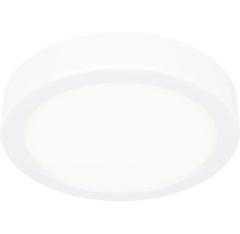 Plafonieră LED rotundă și plată, albă, cu design simplu.