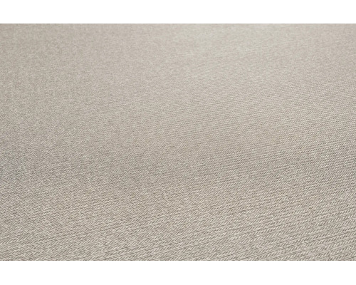 Vedere de aproape a structurii unui material textil țesut cu un model fin în spic în tonuri neutre.