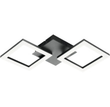Plafonieră LED modernă pătrată din metal negru cu două cadre luminoase.