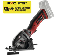 Mini-ferăstrău circular cu acumulator Einhell Power X-Change, aparat compact cu mâner ergonomic, fără acumulator și încărcător.