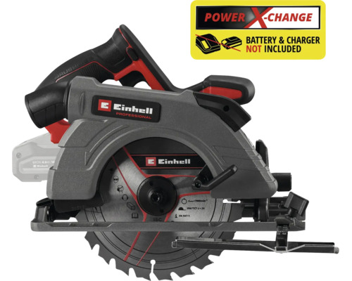 Fierăstrău circular cu acumulator Einhell Professional, motor fără perii, Power X-Change, Einhell Logo, fără acumulator și încărcător.