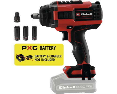 Mașină de înșurubat cu impact cu acumulator Einhell Professional cu motor fără perii și trei chei tubulare, fără acumulator și încărcător.