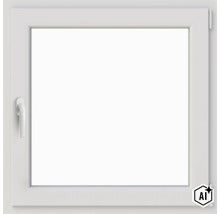Fereastră pătrată din material plastic cu mecanism oscilo-batant și mâner (Image AI modified or generated)