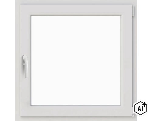 Fereastră pătrată din material plastic cu mecanism oscilo-batant și mâner (Image AI modified or generated)