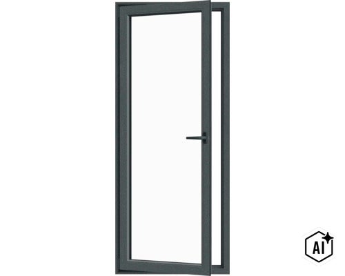 Ușă de balcon modernă din material plastic cu ramă și mâner (Image AI modified or generated)