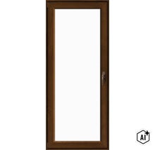 Fereastră cu un canat din material plastic cu aspect de lemn, mecanism oscilo-batant și mâner. (Image AI modified or generated)