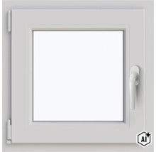 Fereastră pătrată din material plastic cu mecanism oscilo-batant și mâner. (Image AI modified or generated)