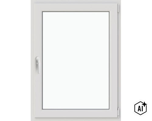 Fereastră din material plastic alb cu funcție de oscilobatare și mâner (Image AI modified or generated)