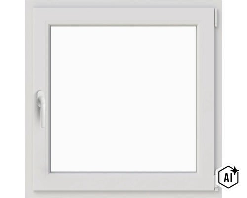 Fereastră pătrată din material plastic cu feronerie oscilo-batantă și mâner (Image AI modified or generated)