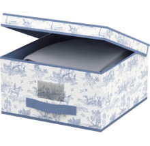 Cutie de depozitare pătrată din carton cu capac și mâner cu model Toile de Jouy