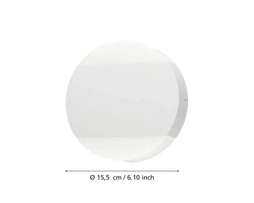 Aplică de perete sau plafonieră rotundă cu un diametru de 15,5 centimetri.